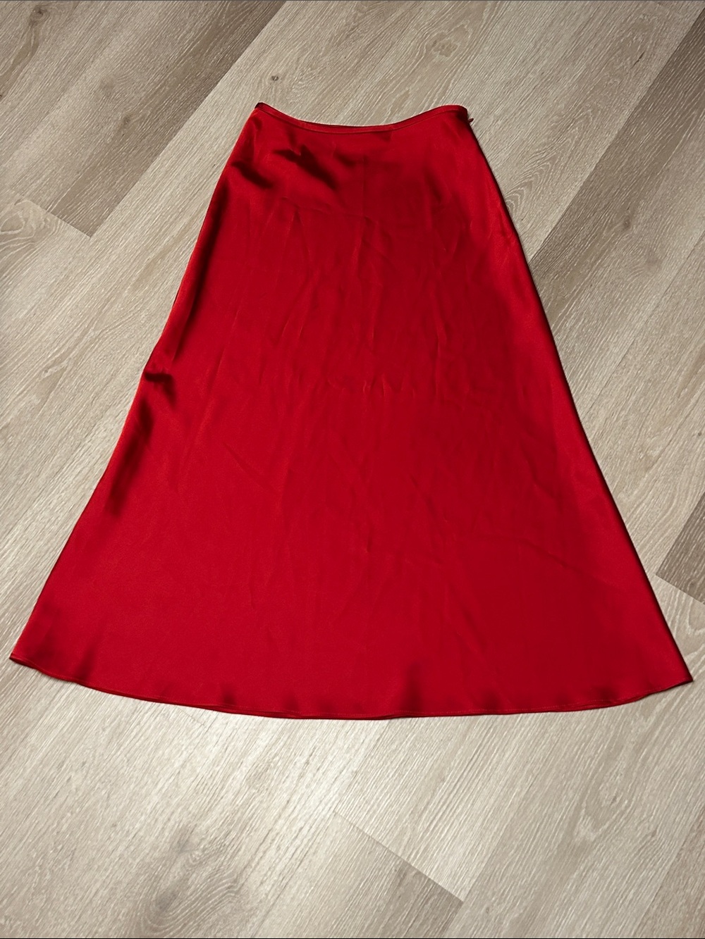 Antonio Melani Bella Deep Red A-Line Above the Ankle Satin Midi Skirt Sz 0